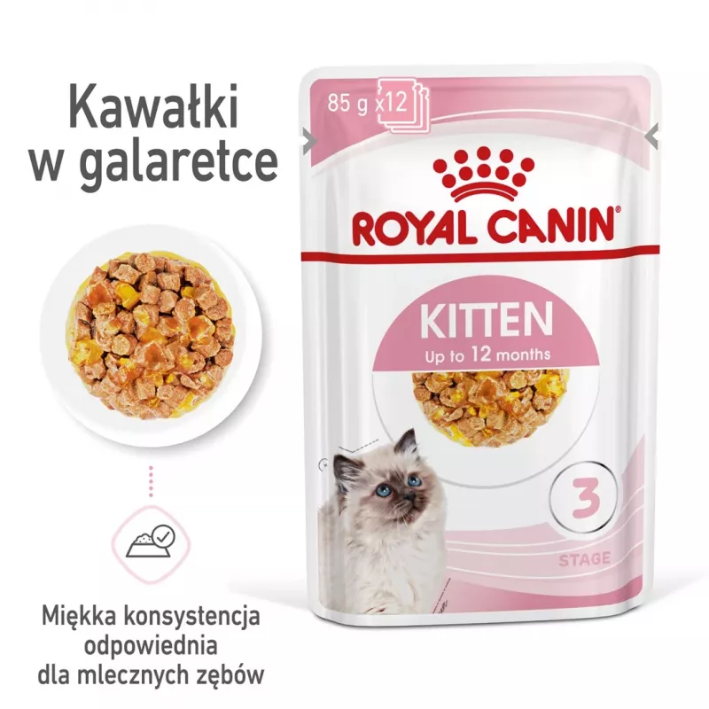 Märg kassipoegade toit Royal Canin Kitten Jelly 85 g — kanamaitseline, 85 g kotike, 12 tk