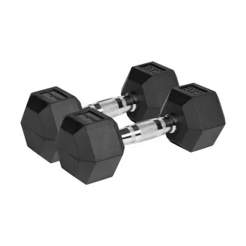 Kummeeritud malmist hantlid HEX 2x6 kg REBEL ACTIVE