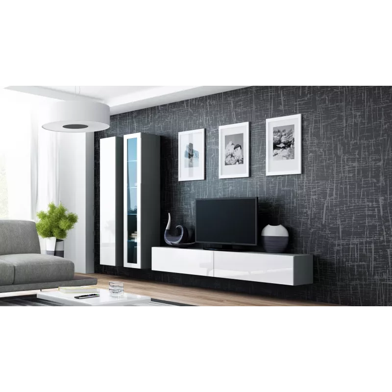 Cama suletud Kapp VIGO '180' 180/40/30 sonoma tamm/valge läikiv