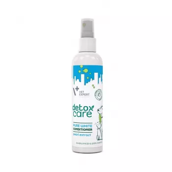 Conditioner VETEXPERT Detox Care Pure Valge 150 ml — karvkatte detoksifitseeriv, valgendav täiskasvanud valge karvkattega kassidele