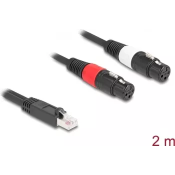 DeLOCK 88176 helikaabel 2 m RJ-45 2 x XLR 3-kontaktiline must