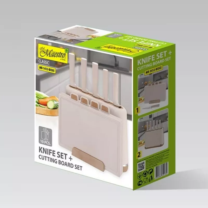 Maestro MR-1412-BEIGE nugade komplekt plokiga + lõikelaua komplekt beež