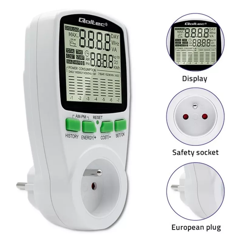 Võimsusmõõtur QOLTEC PM0627 3680W ajalooga — QOLTEC PM0627 3680W