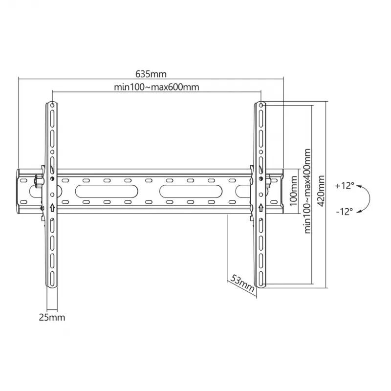 Kinnitusklamber SBOX PLB-2546T-2 37–80-tollistele ekraanidele, 45 kg kandevõime, 600×400 mm VESA