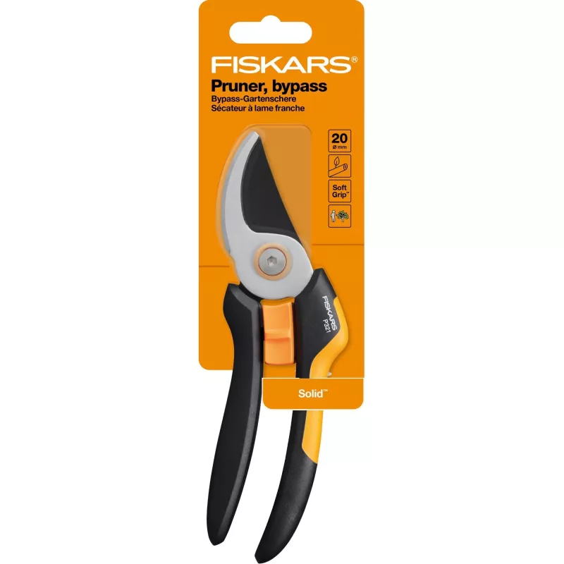 Fiskars Solid M P321 oksakäärid möödaviivuga Must, Oranž