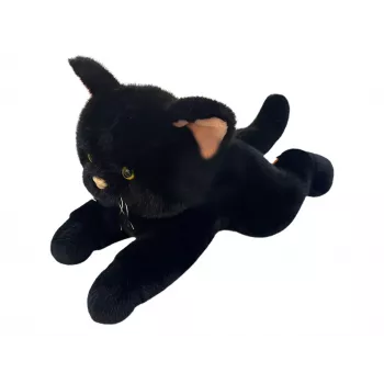 Pehme mängukass Madej 55 cm — lamavas asendis, must