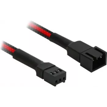 Nanoxia Single Sleeve - Verlängerungskabel für Lüfterspannungsversorgung - Molex, 3-polig (W) bis Molex, 3-polig (M) - 30 cm - Schwarz, Rot