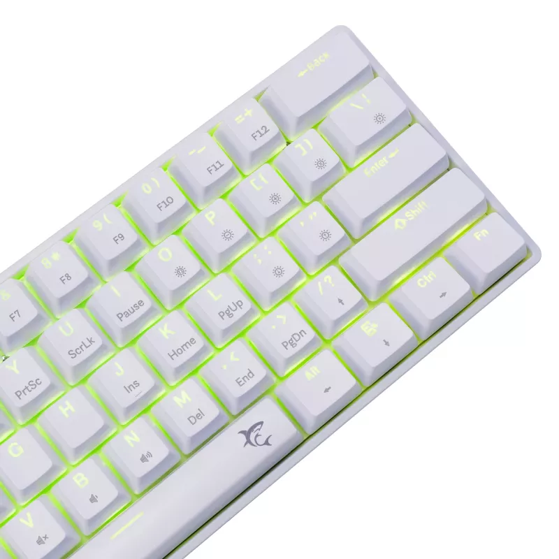 Juhtmega mehaaniline klaviatuur White Shark Shinobi-2 (GK-004221) — sinised lülitid, valge, US paigutus