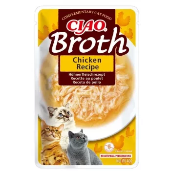 Märg kassimaius INABA Ciao Broth Chicken 40 g kotike — lihane vedelik, teraviljavaba, gluteeni- ja sojavaba