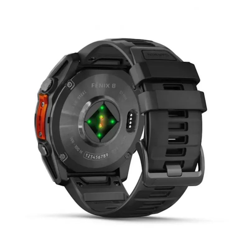 Nutikell GARMIN Fenix 8 — 51 mm titaankorpus, AMOLED 1.4 tolli, GPS, 32 GB, 10 ATM, silikoonrihm