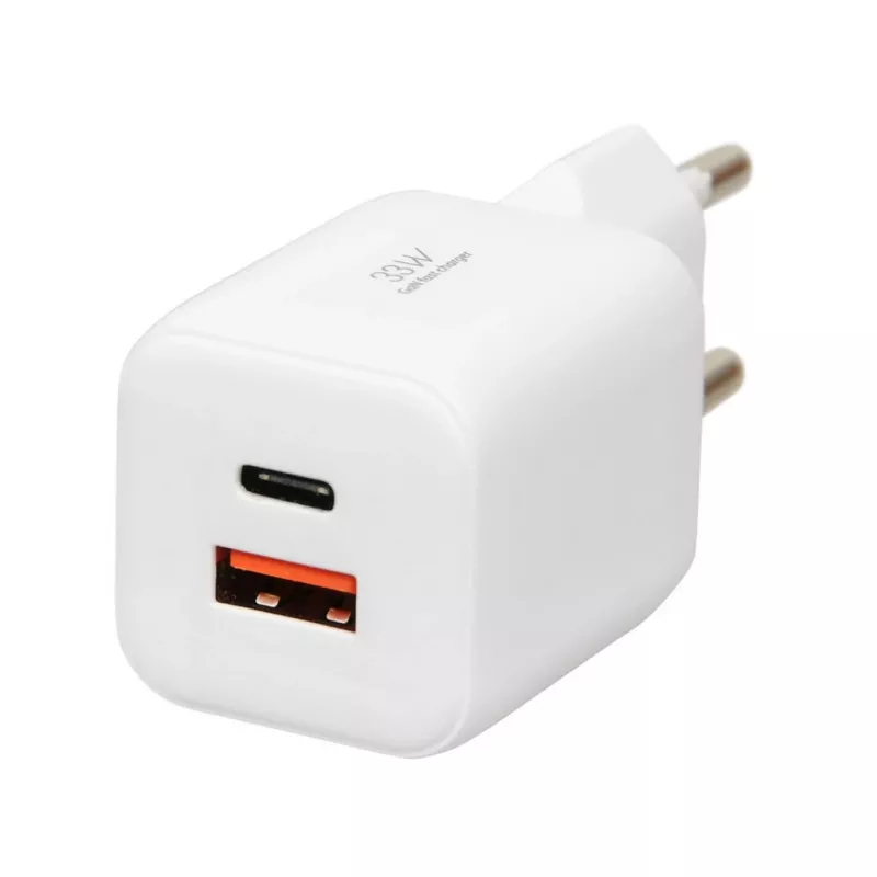 USB-laadija IBOX ILUC42W 42W (maks 33W), 1×USB-C PD3.0, 1×USB-A QC3.0, 100–240V, valge