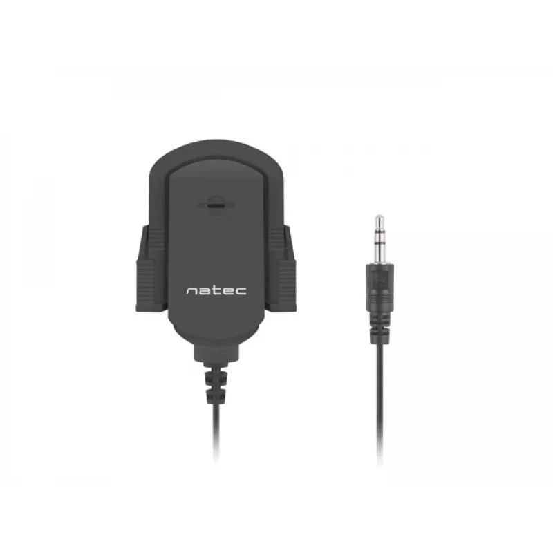 Klambriga mikrofon NATEC NMI-1352, juhtmega 3,5 mm, tundlikkus -58 dB, 50–16000 Hz, 1,8 m kaabel, 20 g