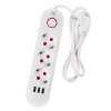 Pikendusjuhe MACLEAN MCE394W — 3 pistikupesa, 3×USB 2,1 A, 110–240 V AC, 2500 W, 1,5 m kaabel, valge