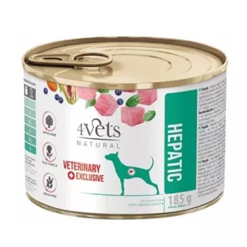 Märg koeratoit 4vets Natural Hepatic 185 g — kalkun, seenior, toetab maksafunktsiooni