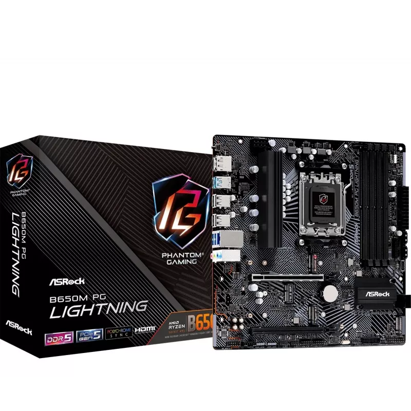 ASRock B650M PG Lightning AM5 Micro-ATX emaplaat