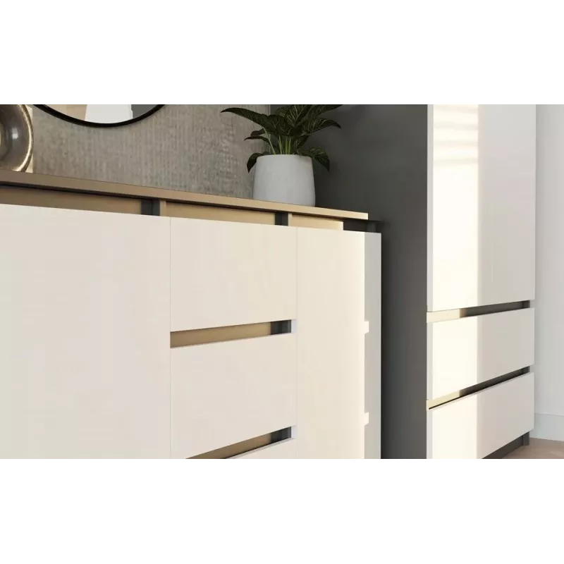 Kummut 2 ust 3 sahtlit top e shop M-MP-K-MAL-2D3S-ANTBIA — antratsiidist raam, valged uksed, 1200×750×400 mm