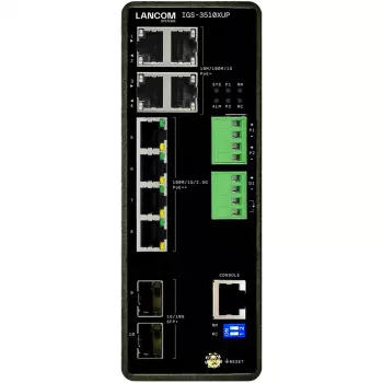 Hallatav LANCOM IGS-3510XUP Layer 3 lüliti, 8x 2,5G RJ-45 porti, 10G tugi, PoE, 68 Gbit/s lülitusvõimekus
