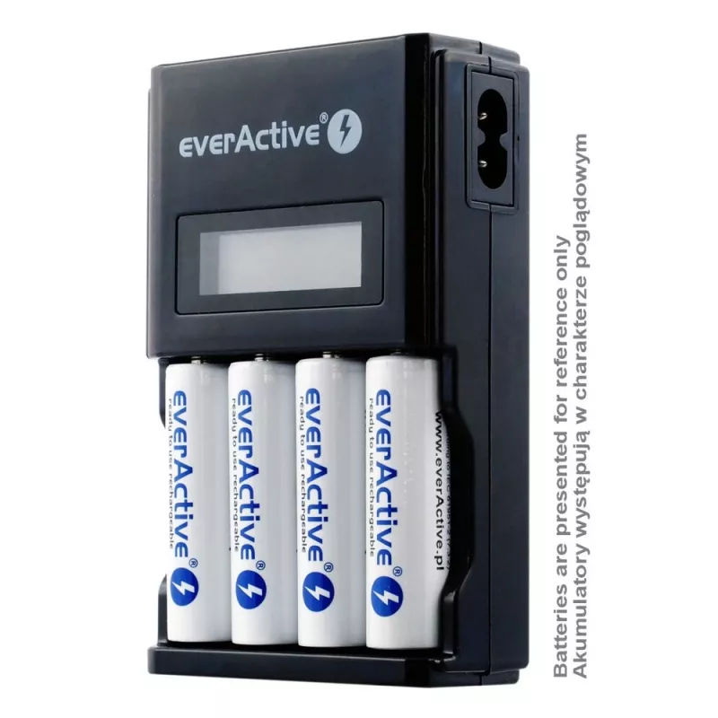 Akulaadija everActive NC450B — 4-elemendiline AAA-laadija, 110/230 V vahelduvvool, must