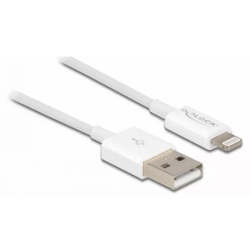 USB-andme- ja laadimiskaabel DeLOCK 83000 iPhone'i, iPadi ja iPodi jaoks, valge, 1 m