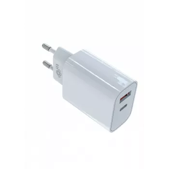 Universal charger 2x3A USB C + USB A Võimsus Delivery Valge