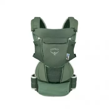 Lastekandur Osprey Poco Soft (mudel 10006178/818/O/S) rohelist värvi — raamiga väikelaste kandur matkamiseks