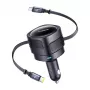 Car Charger Baseus Enjoyment Max 60W with USB‑C and Lightning cables, dual‑port fast charging