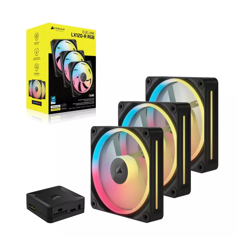 CORSAIR iCUE LINK LX120-R ARGB Reverse Blade 120mm korpuse ventilaatorid - 3 tk pakend - Must