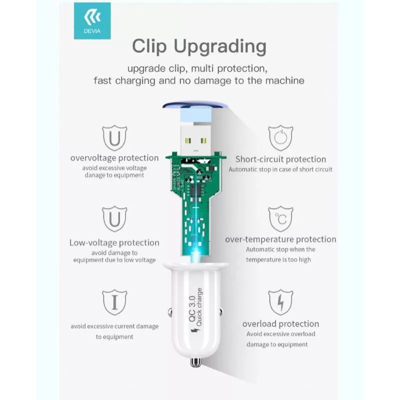 Autolaadija Devia Mushroom seeria QC3.0 18W kuldne – USB Quick Charge 3.0, 18W väljund