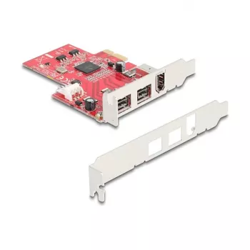 DeLOCK 90738 PCIe Firewire adapter, sisemine, IEEE 1394, punane