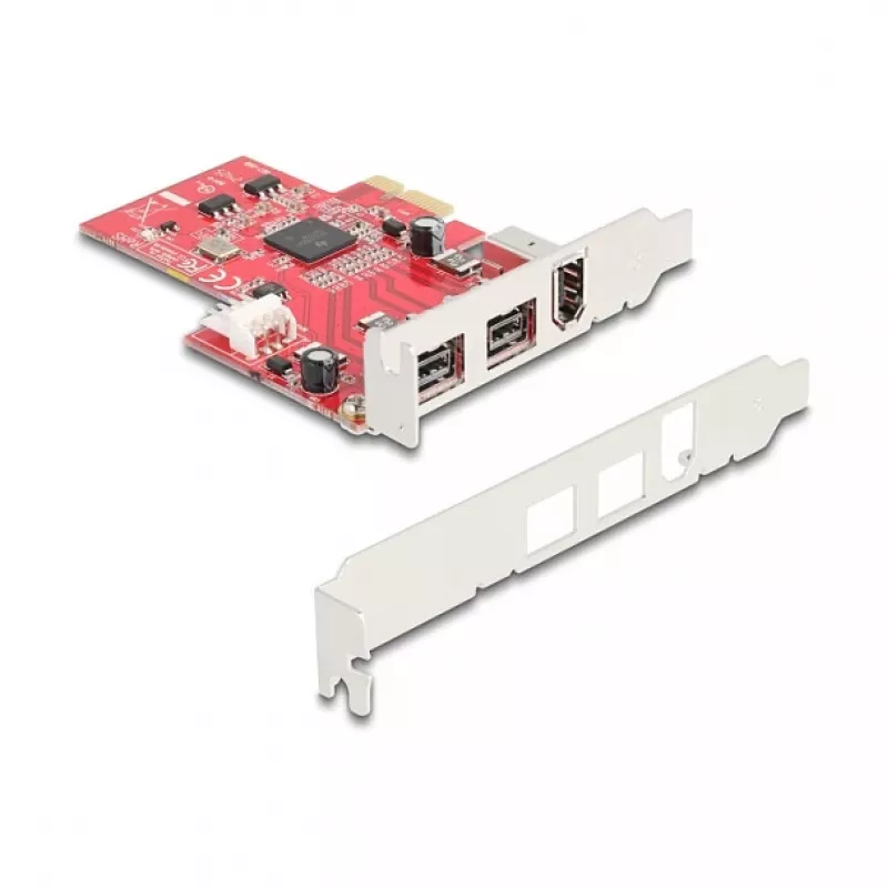 DeLOCK 90738 PCIe Firewire adapter, sisemine, IEEE 1394, punane