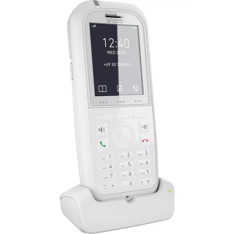 Snom M90 DECT telefonitoru kõne tuvastusega Valge