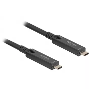 Aktiivne optiline USB-C 8K video + andmed + PD kaabel (must, 15 meetrit, PD 60 W)