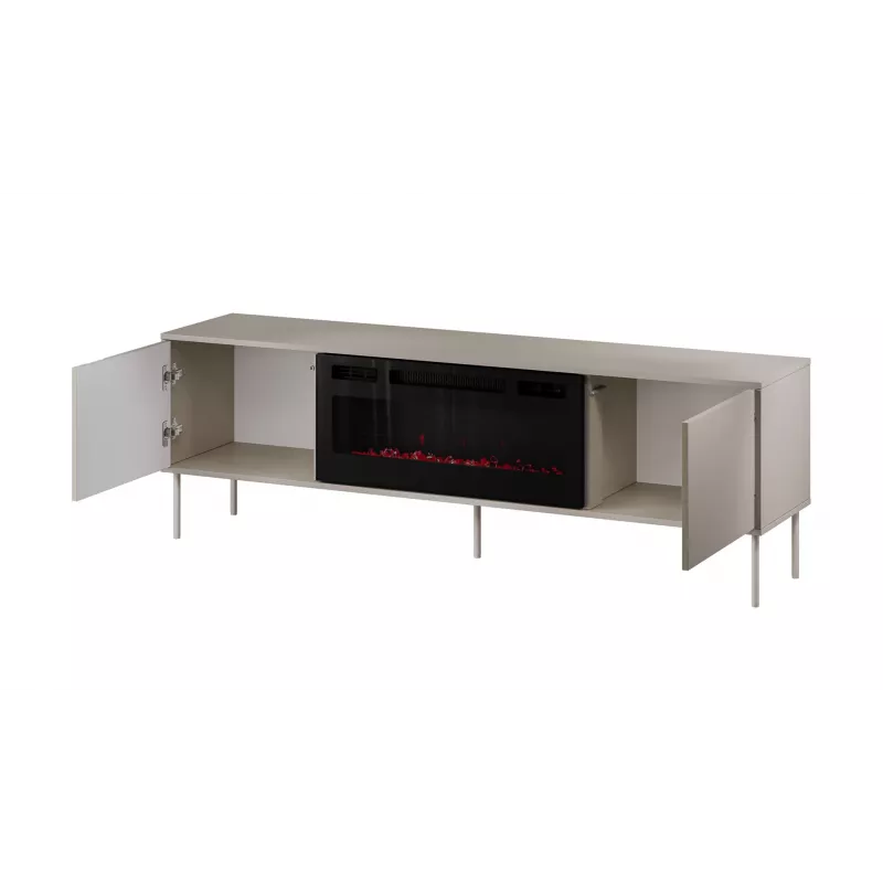 TV-kapp kaminaga Cama Meble TRESSE 180x40x54,5 cm — must raam, cashmere matt pealispind