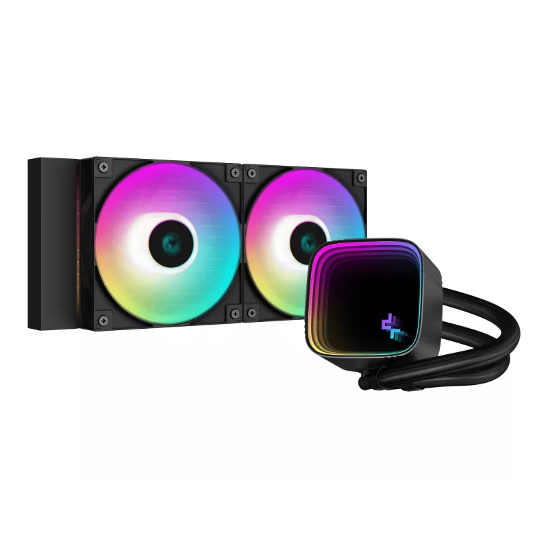Universaalne vedelikjahutus DeepCool LS520 SE — 3x 120 mm ventilaatorit, 280x120x27 mm alumiiniumradiaator, 41 cm torud, vasest alus, RGB