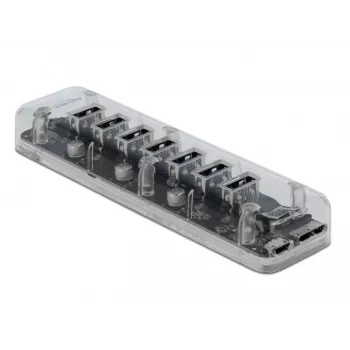 USB-jaotur DeLOCK 64088 läbipaistev USB 3.2 Gen 1 Micro-B