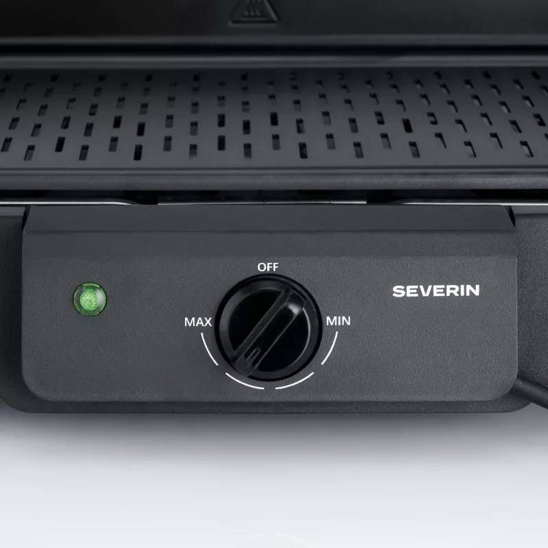 Tabletop electric grill SEVERIN PG 8596, 2000 W, rectangular grid, Must, rotary control