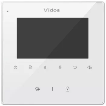 VIDOS DUO M1022W videosisetelefoni monitor, 4,3" TFT LCD puuteekraan, valge