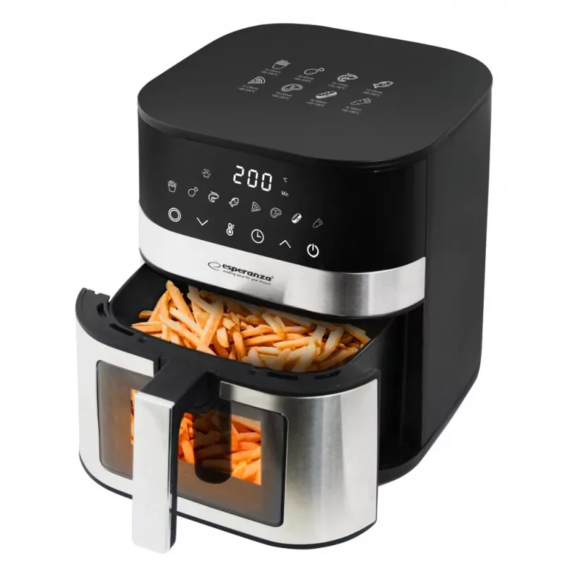 Kuumaõhufritüür ESPERANZA Pesce Alla Griglia 5 L, õlivaba fritüür, 1400 W, 8 programmi, 200°C, puutetundlik juhtimine