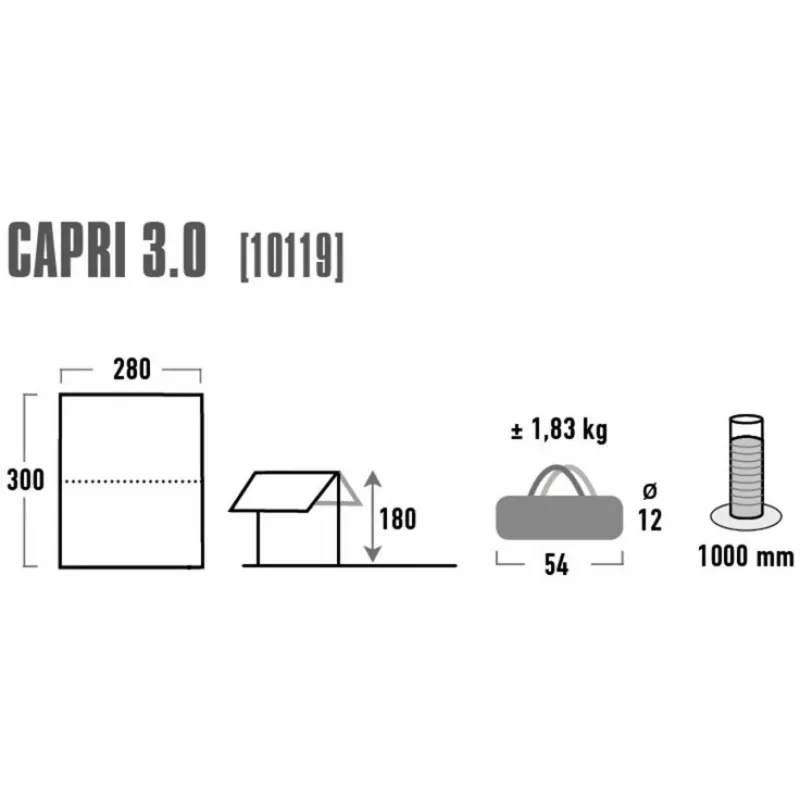 päikesevarjupuri Capri 3.0, UV80 (alumiinium/hall)