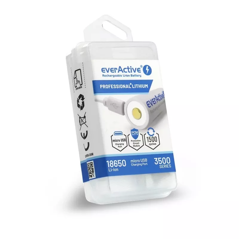 18650 Li-Ion 3.7V everActive 3500mAh battery (1 tk) micro-USB with protection