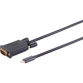 VGA-kaabel ShiverPeaks BS10-59025 1 m USB C VGA (D-Sub) Must