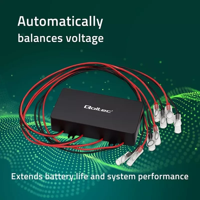 Pingetasakaalustaja QOLTEC 51098 48V süsteemidele — 4×12V aku tasakaalustaja