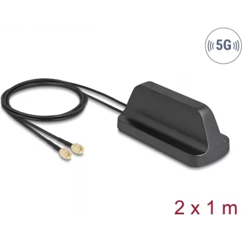 Antenn DELOCK 81485 5G LTE GNSS Wi‑Fi 6 MIMO kahe SMA-pistikuga, võimendus 2,1–3,0 dBi