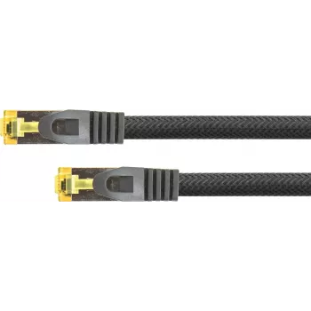 Python® seeria RJ45 võrgukaabel Cat.7 toorkabliga, sulgurikaitse (RNS®) ja nailonpõiminguga, S/FTP, PiMF, halogeenivaba, 600 MHz, OFC, must, 20 m (8070PY-200S)