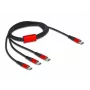 USB laadimiskaabel DeLOCK 3-in-1 USB USB-C kuni 3x USB USB-C 1 m must/punane