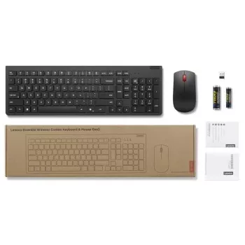 Juhtmevaba klaviatuuri ja hiire komplekt Lenovo Essential Wireless Combo Gen2 — must, kompaktne paigutus, juhtmevaba ühendus