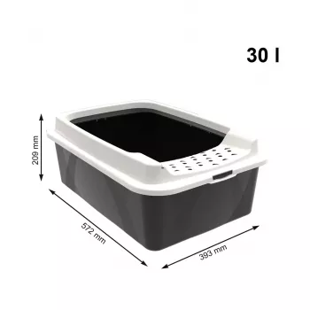 Avatud liivakast rotho Bonnie Cat 572×393×209 mm, tehnopolümeer, 30 L, must/hall