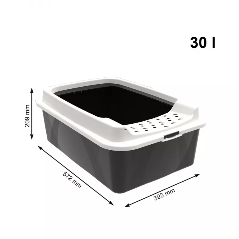 Avatud liivakast rotho Bonnie Cat 572×393×209 mm, tehnopolümeer, 30 L, must/hall