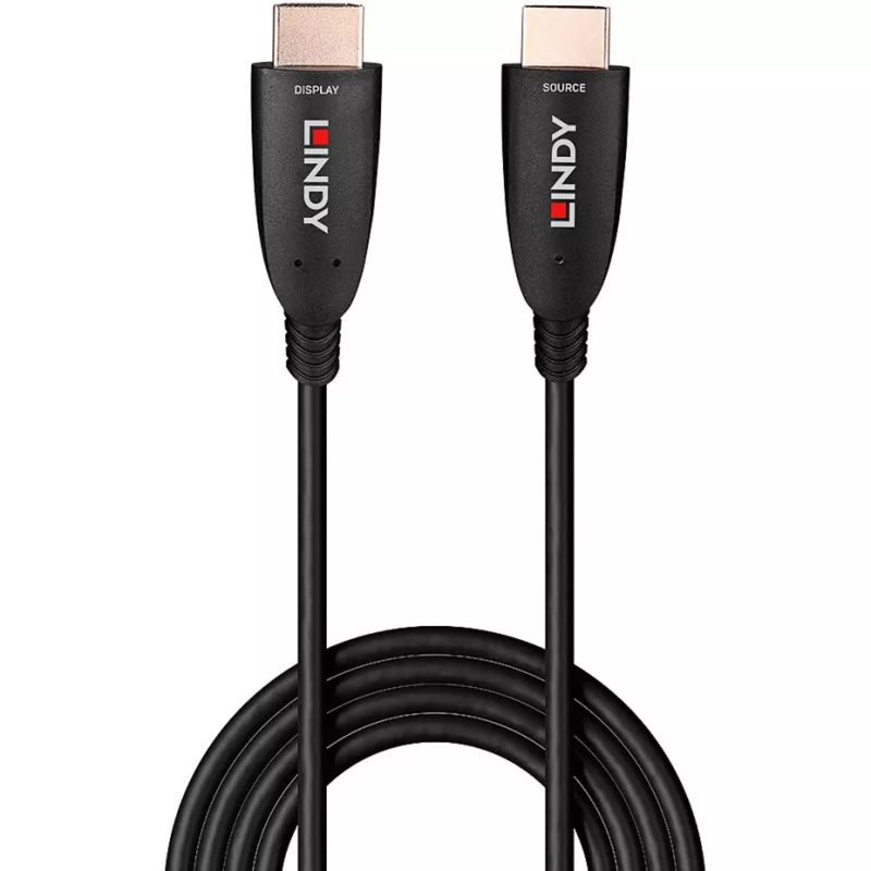 Lindy 15m fiiberoptiline hübriid-HDMI 8K60 kaabel, 15 m, HDMI Type A (Standard), HDMI Type A (Standard), 48 Gbit/s, Must