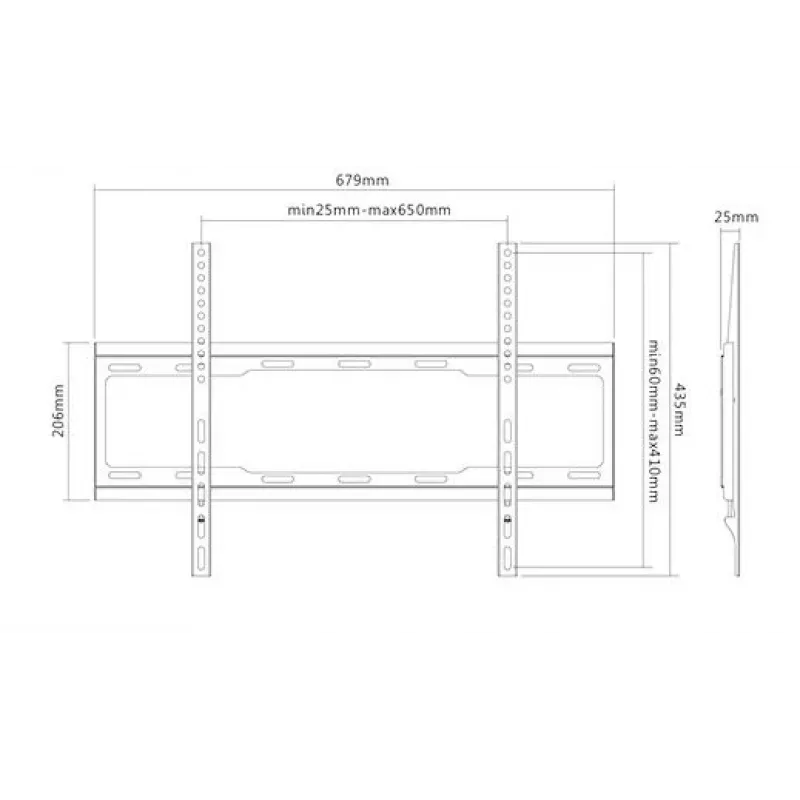 TV seinakinnitus Sunne 37-70-EF 37–70-tollistele teleritele, max 40 kg, VESA 200x200–600x400, must